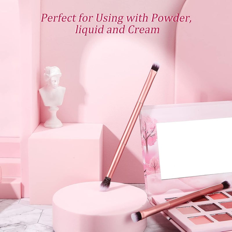 Perthlin 24 Pcs Eyeshadow Smudge Brush 2 in 1 Eyeshadow Double Ended Concealer Brush Under Eye Small Soft Firm Pointed Foundation Makeup Applicator for Blending Eye Shadow Liner(Rose Gold) - Image 3